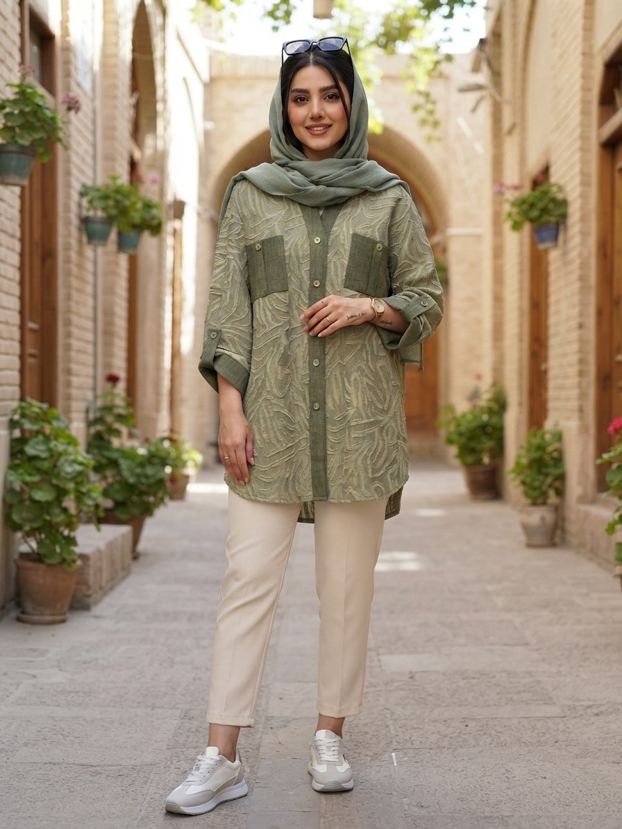 شومیز مانتویی زنانه کسمه دو سایز مناسب استفاده روزمره و سبک و راحت