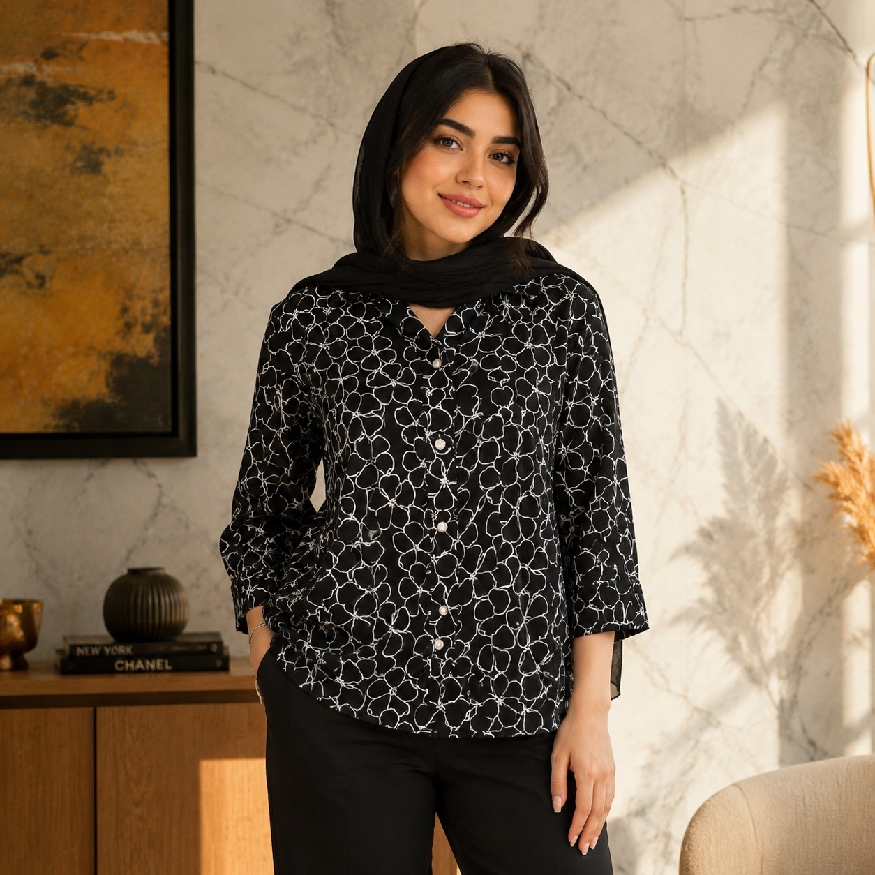 شومیز نخی زنانه طرحدار خنک و راحت برای تابستون