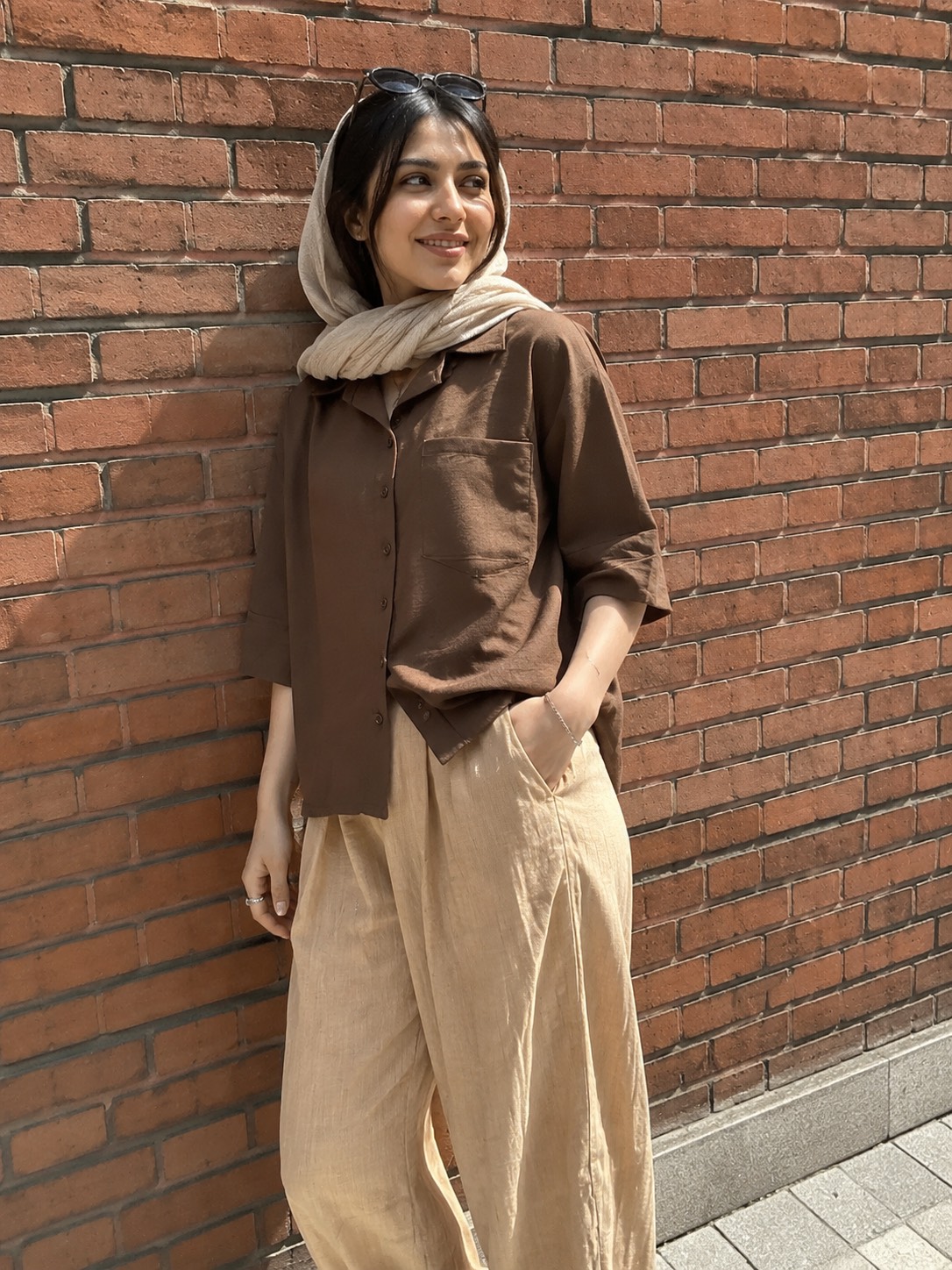 ست شومیز و شلوار زنانه لینن نخ و کرسپو راحت و خوش دوخت و سبک
