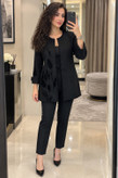 مانتو مجلسی زنانه تکه و سنگ دوزی طرح شاخ و برگ